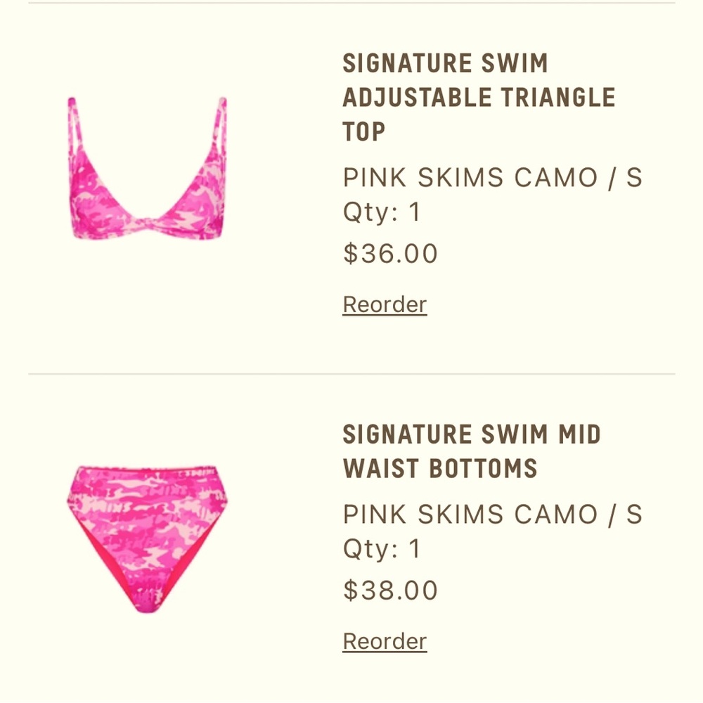 Brand new Never worn SKIMS swim. This seasons pink Camo two piece bikini.